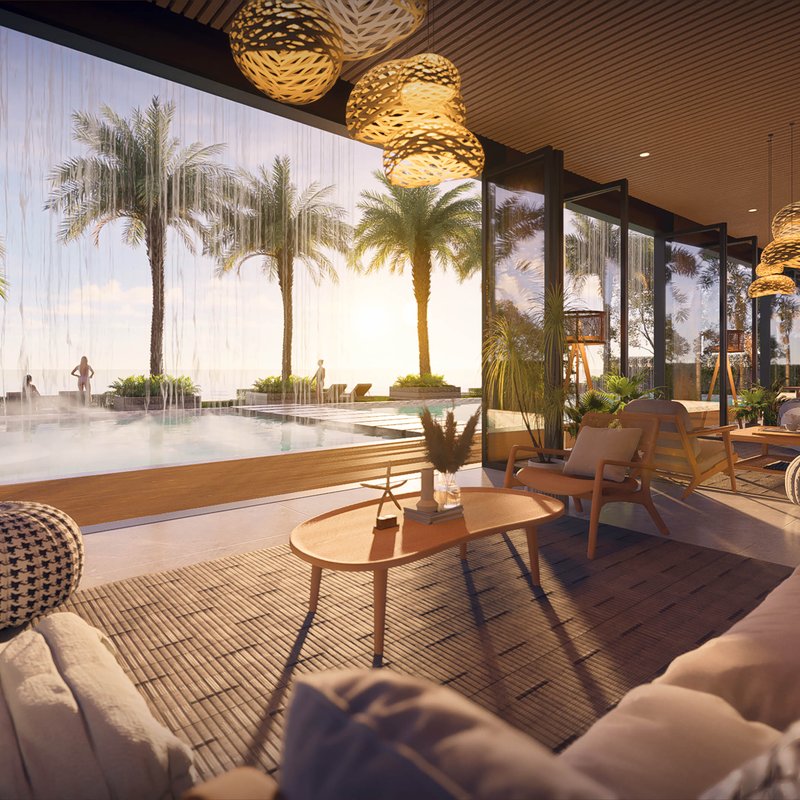 Riviera Palm Beach — лаунж у бассейна на закате